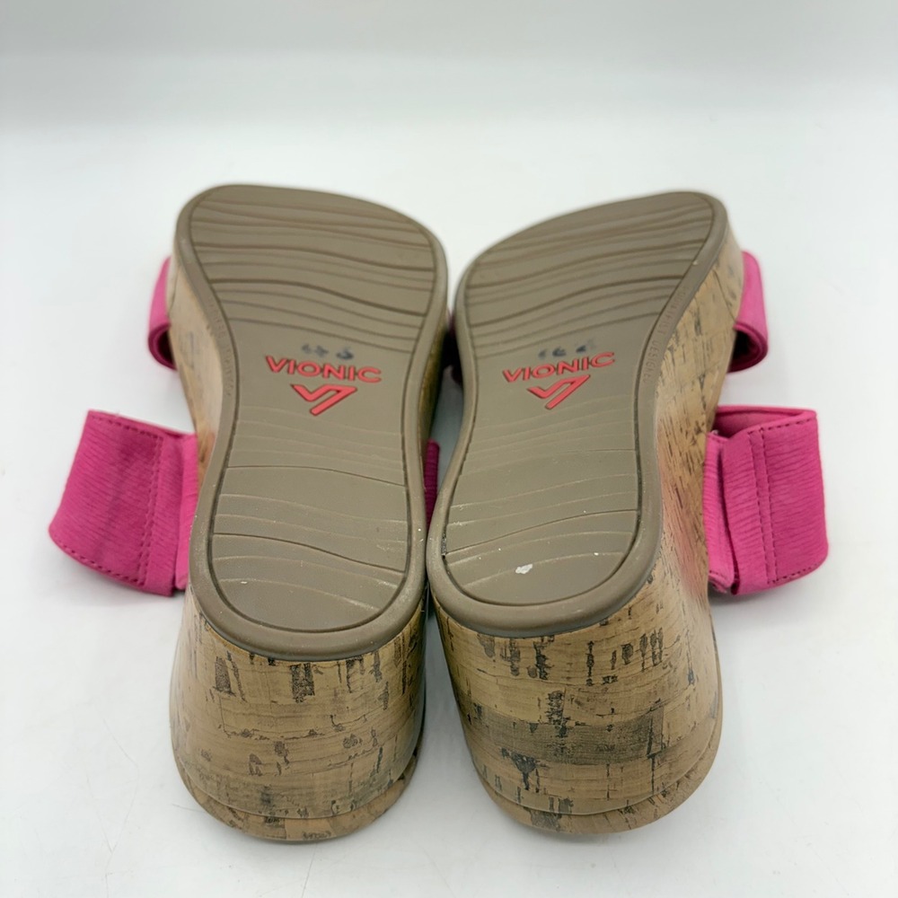 Vionic Pepper Ruched Pink Wedge Sandals‎ Gold Hardware Womens 8 11095251 - Picture 8 of 8